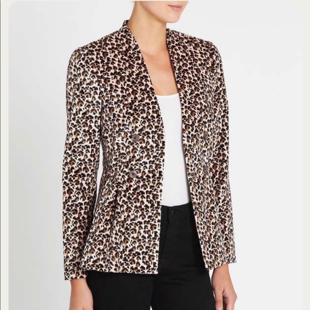 Rebecca Taylor Leopard Print Blazer in Brown, Black & Cream